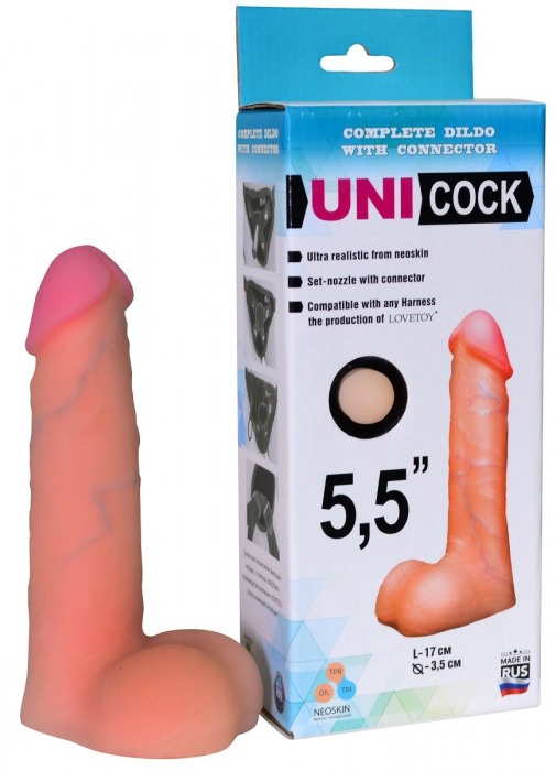 Фаллическая насадка Харнесс UNICOCK 5,5  - 17 см. - LOVETOY (А-Полимер) - купить с доставкой в Ногинске