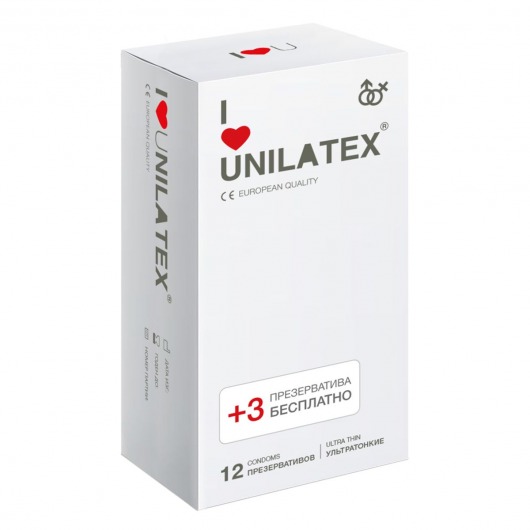 Ультратонкие презервативы Unilatex Ultra Thin - 12 шт. + 3 шт. в подарок - Unilatex - купить с доставкой в Ногинске