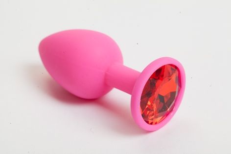 Розовая анальная пробка с красным кристаллом - 9,5 см. - 4sexdreaM - купить с доставкой в Ногинске