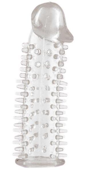 Прозрачная насадка на половой член с закрытой головкой и шипами - 12,5 см. - Toyfa Basic - в Ногинске купить с доставкой