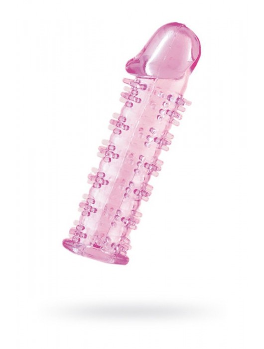 Гелевая розовая насадка на фаллос с шипами - 12 см. - Toyfa Basic - в Ногинске купить с доставкой