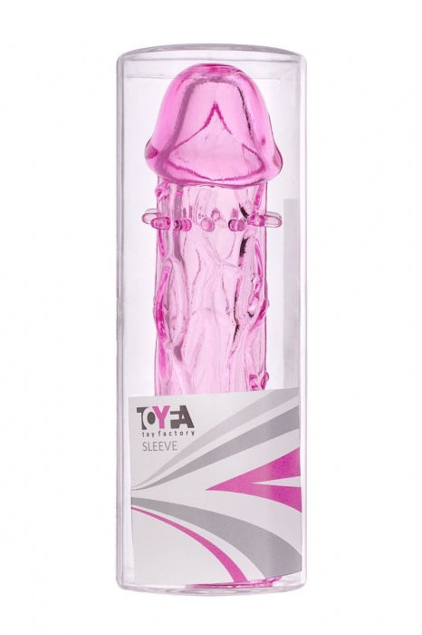 Гладкая розовая насадка с усиками под головкой - 12,5 см. - Toyfa Basic - в Ногинске купить с доставкой