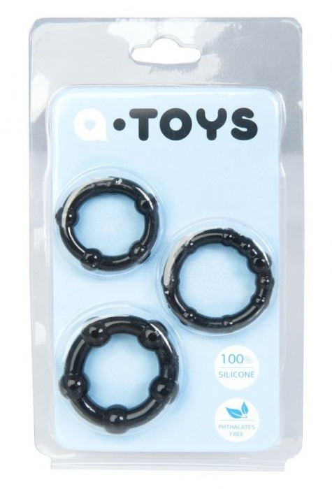 Набор из 3 чёрных эрекционных колец A-toys - A-toys - в Ногинске купить с доставкой