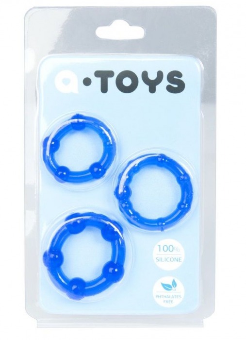 Набор из 3 синих эрекционных колец A-toys - A-toys - в Ногинске купить с доставкой