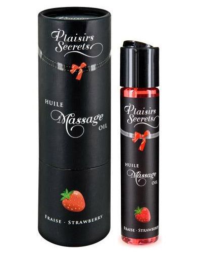 Массажное масло с ароматом клубники Huile de Massage Gourmande Fraise des Bois - 59 мл. - Plaisir Secret - купить с доставкой в Ногинске