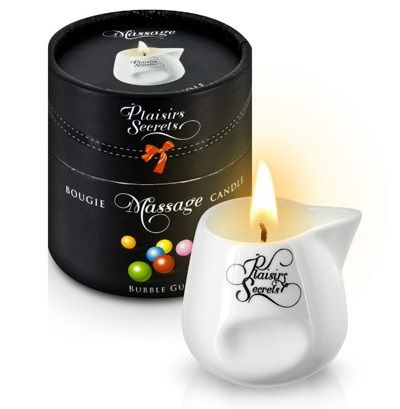 Массажная свеча с ароматом бубль-гума Bougie de Massage Gourmande Bubble Gum - 80 мл. - Plaisir Secret - купить с доставкой в Ногинске