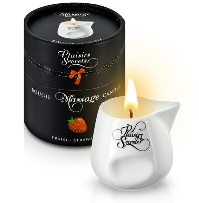 Массажная свеча с ароматом клубники Bougie de Massage Gourmande Fraise - 80 мл. - Plaisir Secret - купить с доставкой в Ногинске