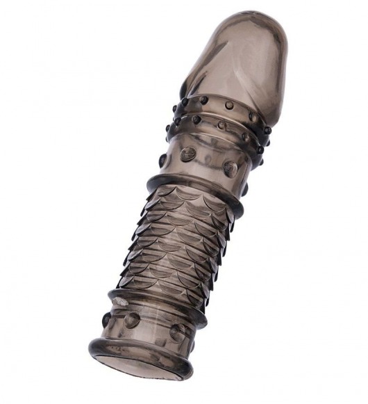 Дымчатая закрытая насадка ToyFa XLover с чешуйками и пупырышками - 13,5 см. - ToyFa - в Ногинске купить с доставкой