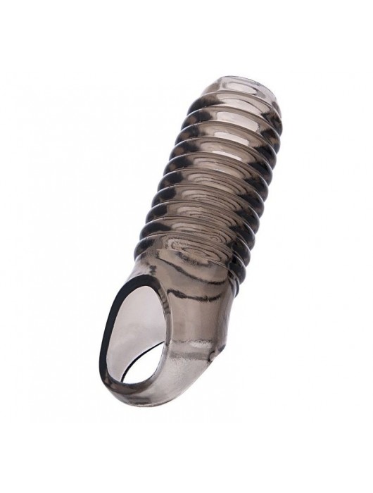 Дымчатая насадка с рёбрышками и подхватом мошонки ToyFa XLover - 12,5 см. - ToyFa - в Ногинске купить с доставкой