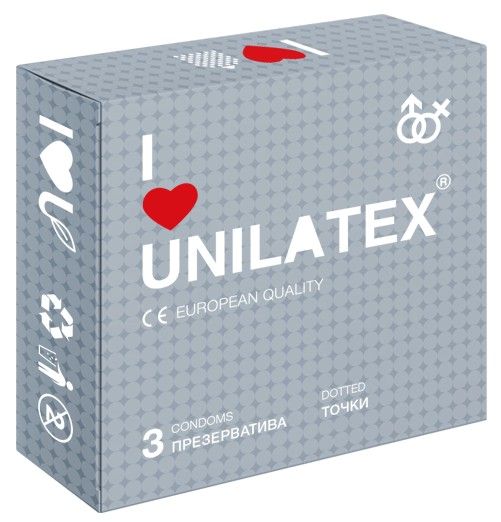Презервативы с точками Unilatex Dotted - 3 шт. - Unilatex - купить с доставкой в Ногинске