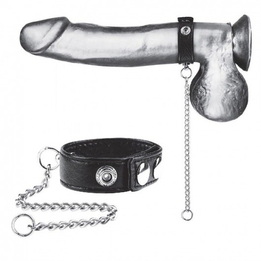 Утяжка на пенис с поводком Snap Cock Ring With 12  Leash - BlueLine - купить с доставкой в Ногинске