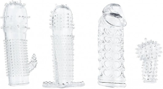 Набор из 4 насадок на член Pleasured Penis Enhancement Sleeve 4 Pack - XR Brands - в Ногинске купить с доставкой