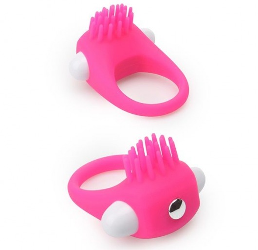 Розовое эрекционное кольцо с щеточкой LIT-UP SILICONE STIMU RING 5 - Dream Toys - в Ногинске купить с доставкой
