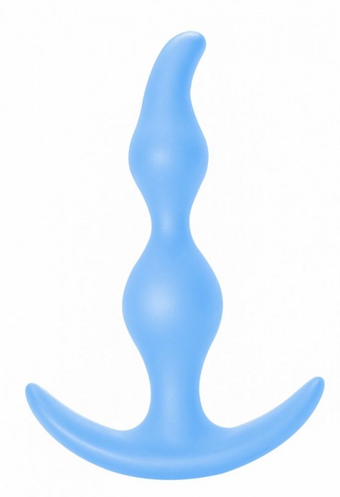 Голубая анальная пробка Bent Anal Plug Black - 13 см. - Lola Games