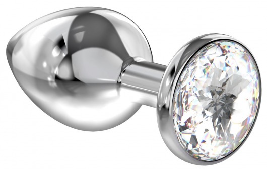 Большая серебристая анальная пробка Diamond Clear Sparkle Large с прозрачным кристаллом - 8 см. - Lola Games - купить с доставкой в Ногинске