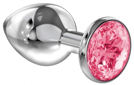 Большая серебристая анальная пробка Diamond Pink Sparkle Large с розовым кристаллом - 8 см. - Lola Games - купить с доставкой в Ногинске