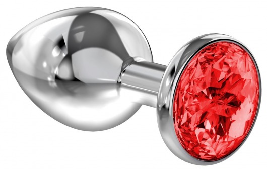 Большая серебристая анальная пробка Diamond Red Sparkle Large с красным кристаллом - 8 см. - Lola Games - купить с доставкой в Ногинске