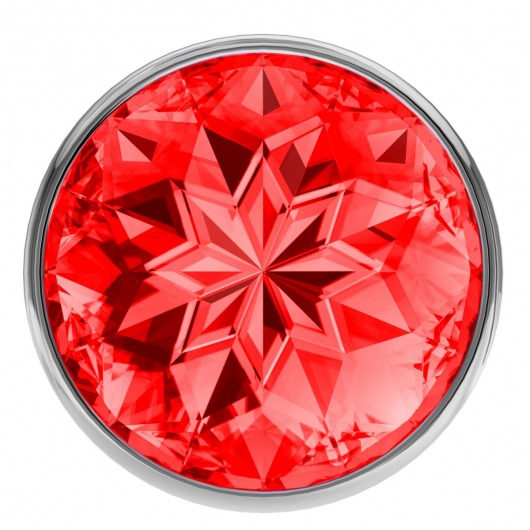 Малая серебристая анальная пробка Diamond Red Sparkle Small с красным кристаллом - 7 см. - Lola Games - купить с доставкой в Ногинске