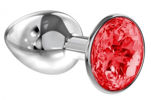 Малая серебристая анальная пробка Diamond Red Sparkle Small с красным кристаллом - 7 см. - Lola Games - купить с доставкой в Ногинске