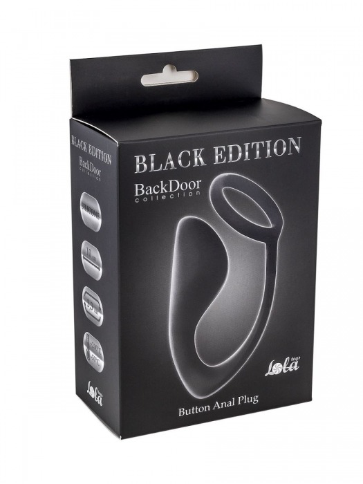 Чёрное эрекционное кольцо с анальной пробкой Button Anal Plug - Lola Games - в Ногинске купить с доставкой