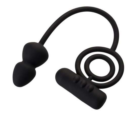 Чёрное эрекционное кольцо с вибропулькой и анальным хвостом - Erotist Adult Toys - в Ногинске купить с доставкой