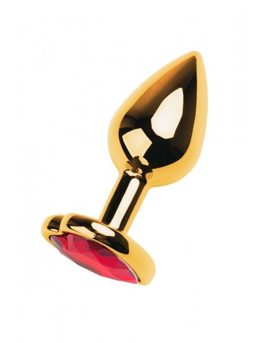 Золотистая анальная пробка с кристаллом-сердцем - 7,5 см. - ToyFa - купить с доставкой в Ногинске