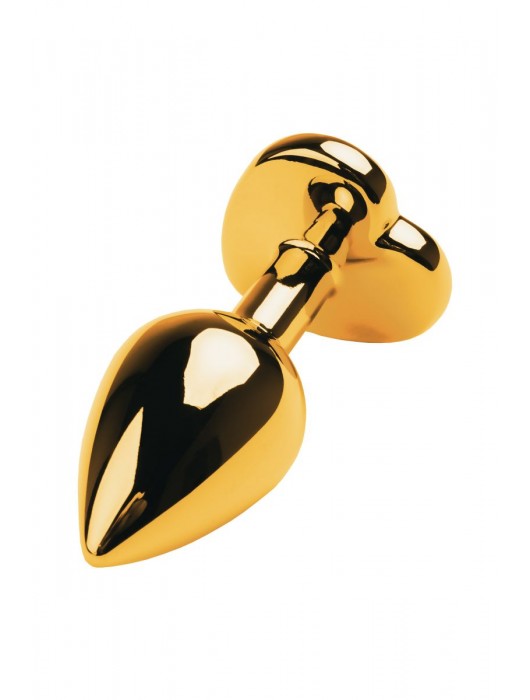 Золотистая анальная пробка с кристаллом-сердцем - 7,5 см. - ToyFa - купить с доставкой в Ногинске