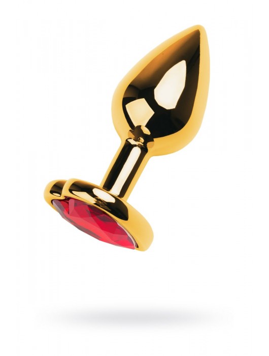 Золотистая анальная пробка с кристаллом-сердцем - 7,5 см. - ToyFa - купить с доставкой в Ногинске