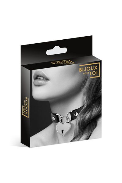 Черный чокер с замком в форме сердца - Bijoux Pour Toi - купить с доставкой в Ногинске