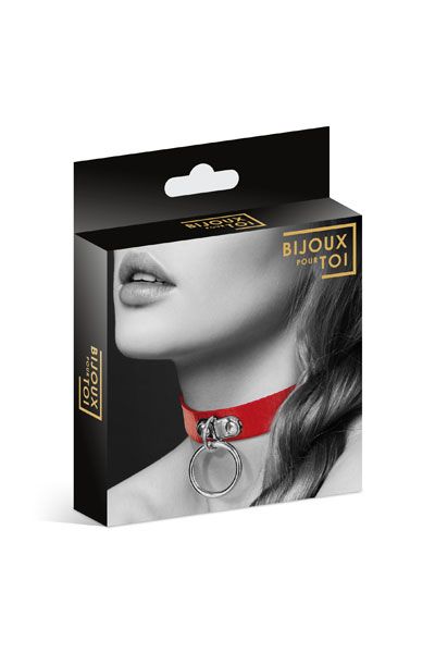 Красный узенький чокер с кольцом - Bijoux Pour Toi - купить с доставкой в Ногинске