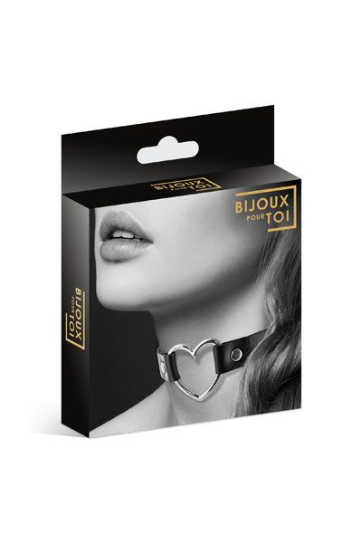 Чёрный чокер с кольцом в форме сердца - Bijoux Pour Toi - купить с доставкой в Ногинске