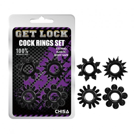 Набор из 4 черных эрекционных колец Get Lock - Chisa - в Ногинске купить с доставкой