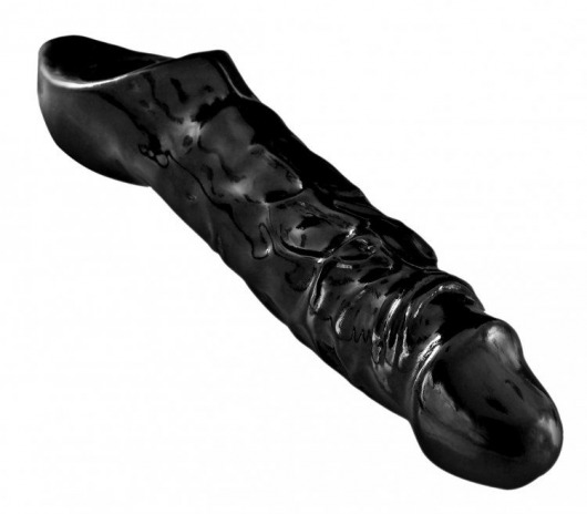 Чёрная увеличивающая насадка на член Mamba Cock Sheath Packaged - 16,5 см. - XR Brands - в Ногинске купить с доставкой