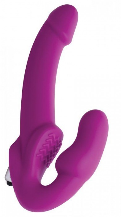 Ярко-розовый безремневой вибрострапон Evoke Vibrating Strapless Silicone Strap-on Dildo - XR Brands - купить с доставкой в Ногинске