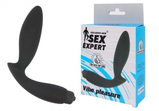 Чёрный вибростимулятор простаты Sex Expert Vibe Pleasure - Sex Expert - в Ногинске купить с доставкой