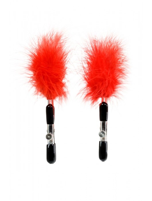 Зажимы для сосков с красным пухом Theatre - ToyFa - купить с доставкой в Ногинске