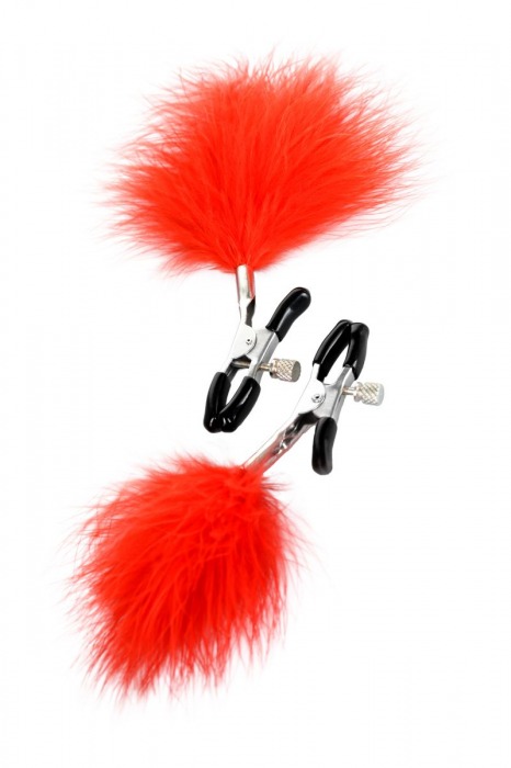 Зажимы для сосков с красным пухом Theatre - ToyFa - купить с доставкой в Ногинске