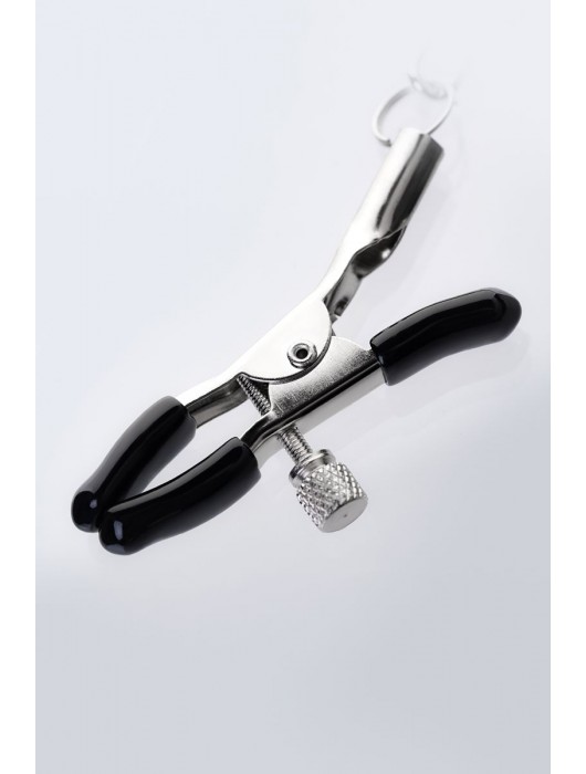 Серебристо-чёрные зажимы для сосков с кольцом для пениса TOYFA Metal - ToyFa - купить с доставкой в Ногинске